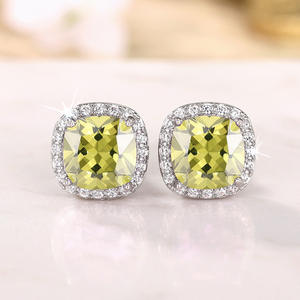 Pendientes Honsiang con bisel de cristal verde claro, joyería clásica para mujer E3718 - Product Image 4