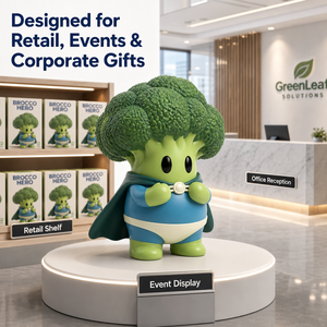 Figura Coleccionable de Vinilo de Guerrero Superhéroe con Capa de Brócoli Personalizada, Juguete Artístico OEM ODM, Fabricante de Juguetes de Comida Adorables - Product Image 1