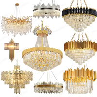 Lustre moderne de luxe en cristal, taille moyenne, doré, éclairage à 360° pour salon, bureau à domicile, chambre, escalier