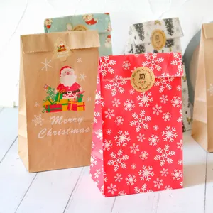 Рождественские подарочные пакеты с Санта-Клаусом, снежинкой, мощная бумага, пакеты для упаковки конфет и печенья на Рождество, упаковка «сделай сам»