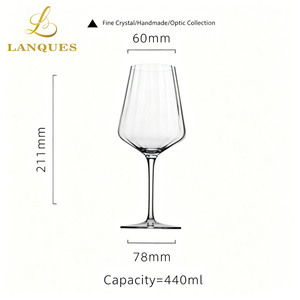Verres à vin <span class=keywords><strong>blanc</strong></span> et rouge <span class=keywords><strong>de</strong></span> luxe Lanques, faits à la main, en cristal sans plomb, 440 ml, style européen, forme optique, transparents, soufflés à la main, longs - Product Image 5