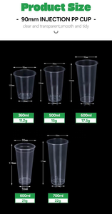 Gobelet en plastique OEM pour <span class=keywords><strong>Bubble</strong></span> <span class=keywords><strong>Tea</strong></span> 12, 16, 20, 22, 24 oz avec couvercle et fourchette, en plastique PP injecté pour fruits et lait, tasses Boba - Product Image 2
