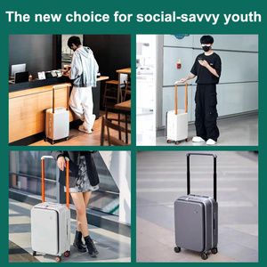 <span class=keywords><strong>Valigia</strong></span> Trolley di Alta Qualità ROHS GRS 20 24 Pollici Bianca <span class=keywords><strong>Grigia</strong></span> alla Moda con Apertura Frontale e Scomparto per Laptop - Product Image 5