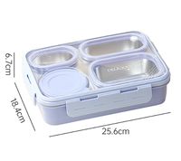 Boîte à lunch Bento en acier inoxydable à isolation thermique de 950ml avec 4 compartiments et bol en métal chauffant pour soupe