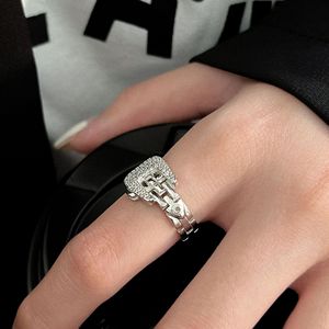 S925 Sterling Silver Full Diamond <b>Open</b> <b>Ring</b> Geometric Design Adjustable For Women Everyday Wear - Product Image 1