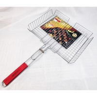Outils de barbecue : Grille en fil métallique fabriquée à la machine, compatible charbon de bois, portable pour barbecue extérieur
