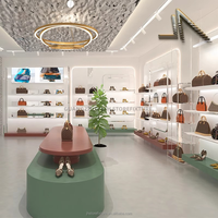 Vitrine de présentation de sacs à main tendance avec éclairage, armoire murale pour sacs, couches personnalisées pour l'affichage en magasin