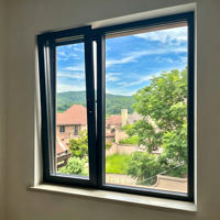 Fenêtre à double battant fixe en aluminium à rupture de pont thermique, noir mat, double vitrage, avec moustiquaire de sécurité, pour maison, bureau et bureau d'étude sur mesure