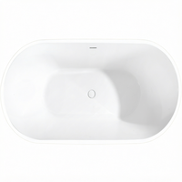 Baignoire autoportante ovale moderne en acrylique et pierre artificielle blanche pour appartement, modèle hôtelier, en promotion
