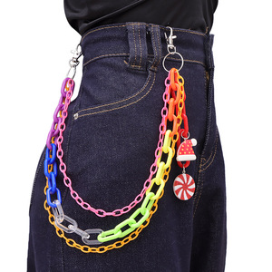 Chaîne de taille en acrylique colorée avec pendentif chapeau de Noël et bonbon pour femme, accessoire de mode pour les fêtes - Product Image 2