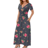 Haute qualité drapeau jamaïcain conception été longue Maxi robe Sexy plage personnalisé OEM fabrication jamaïque col en v Maxi robe pour les femmes