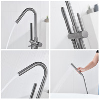 Robinet de baignoire commercial en acier inoxydable sans plomb, double fonction, sur pied, pour hôtel