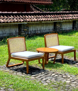 Chaise de jardin en teck avec coussin, mobilier de patio contemporain, sièges pour bord de piscine - Product Image 5