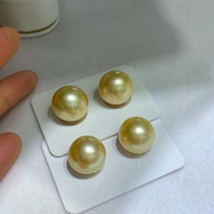 Perlas Sueltas Naturales de Oro de la Marca Wenchi, China, 14-15 mm, Color Oro Champán, Perlas Redondas con Orificio, Extremadamente Impecables, en Caja de Regalo, Venta al por Mayor - Product Image 1