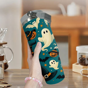 Vaso Térmico Portátil de Acero Inoxidable Duradero de 30 oz con Diseño de Fantasma y Calabaza de Halloween, Envío Gratuito a EE. UU. - Product Image 2