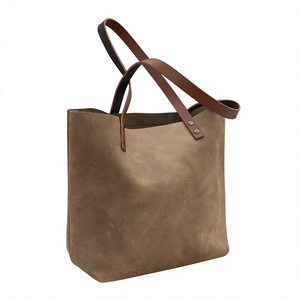 Buy Online Leather <b>Tote</b> Bag With Shoulder Straps Lightweight Water Resistance Vintage Style Genuine Leather Handbags & Purse - Product Image 1