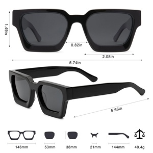 Logo en métal personnalisé haut de gamme luxe à la mode épais acétate lunettes de soleil polarisées pour hommes femmes - Product Image 4