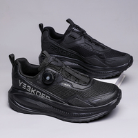 Chaussures de course pour hommes en cuir véritable, semelle antidérapante, doublure en maille respirante, amorti Evergreen, à lacets