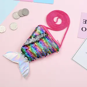 Vendita calda borsa con paillettes portamonete Mini portafoglio portamonete carino con cordino per bambini