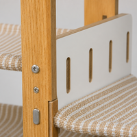 Hamac pour chat à trois niveaux avec cadre en bois, lit pour chat à 3 étages avec échelle, hamacs en tissu rayé, gain de place pour chats de taille moyenne
