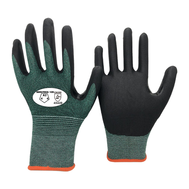 NMSHIELD 18 Gauge ANSI Cut A2 Safety Gloves Nitrile Coated Non-Slip Work Gloves Nylon Anti-Cut Construction Protection EN388