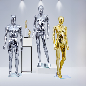 Mannequin Femme <span class=keywords><strong>Grande</strong></span> <span class=keywords><strong>Taille</strong></span> Corps Entier Électroplaqué Or Chromé, Mannequin Féminin Courbes Généreuses, Présentation Spectaculaire - Product Image 2