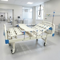 Lit d'hôpital manuel à double manivelle en acier inoxydable, 2 fonctions, certifié CE, équipement médical, fournitures hospitalières