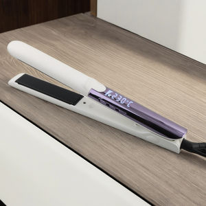 Plancha de pelo de hierro plano profesional, rizador con placa de cerámica, pantalla LED de doble voltaje de viaje, calentamiento rápido, apagado automático - Product Image 1