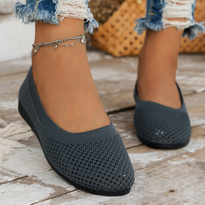 Scarpe basse di grandi dimensioni da <span class=keywords><strong>donna</strong></span> con tacco piatto morbido Sole scarpe singole da lavoro in maglia retrò scarpe basse da <span class=keywords><strong>donna</strong></span> morbide Sole un Comfort traspirante - Product Image 4