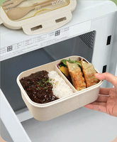 Boîte à lunch moderne écologique en paille de blé, compatible micro-ondes, sans BPA, réutilisable, capacité 850 ml, 2 compartiments, portable pour l'école