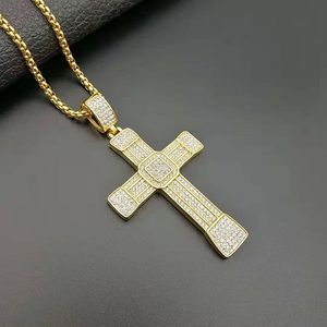 Titanium Steel <b>Cross</b> Pendant Necklace Gold Plated Pave Setting Men's Hip Hop Jewelry Party Fashion Necklace - Product Image 3