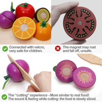 Jouets éducatifs pour enfants, cuisine en bois avec 12 styles de séries de cuisine simulées, fruits et légumes à découper