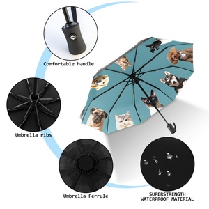 Wholesale Custom Pongee <b>Umbrella</b> Glass Fiber Ribs Stainless Steel Handle Logo Printing <b>Windproof</b> 3-Fold Design Business Gifts - Product Image 3