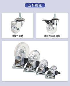 Light Duty Transparent Polyurethane Swivel Plate Locking <b>Casters</b> Modern Design Dolly Brake Kitchen School Living Room Use - Product Image 6