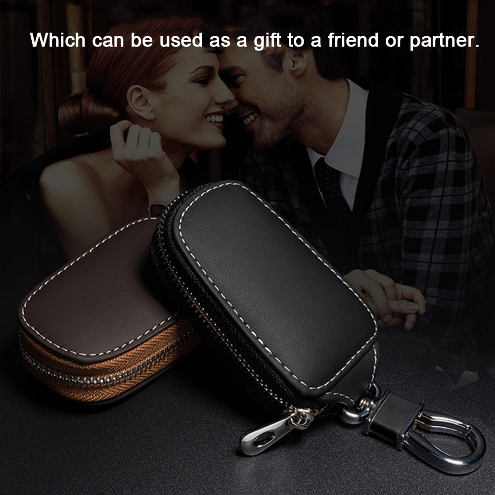 Universal Leather Car Key Case with Faraday Cage Protection - YH Brand Keychain Cover Accessories