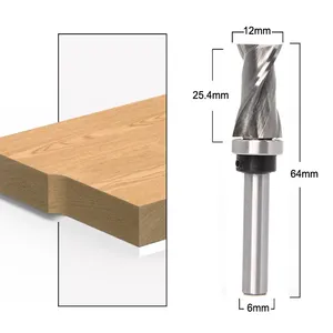 1/4" 6mm Shank Bearing Flush Trim Solid Carbide End Mill Cnc Router Bit For Woodworking