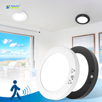 Plafonnier LED noir 7 pouces 12W 5CCT avec détecteur de mouvement, éclairage intérieur à profil bas pour escaliers, placards, sous-sols, garages, garde-manger