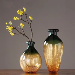 <span class=keywords><strong>Vase</strong></span> en verre vert et or, design simple, moderne, léger et luxueux, créatif, pour la décoration de la salle, du salon, du porche ou du bureau. - Product Image 1