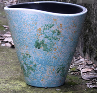 Grand pot de fleurs autoportant en grès, de style frais et de forme unique, respirant, finition émaillée, durable pour plantes vertes et bonsaïs