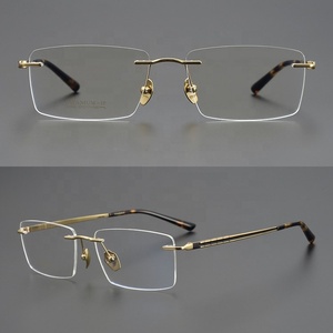 <strong>Spectacles</strong> or Optical Frames Unisex Solid Square <strong>Clear</strong> Rimless Glasses Titanium Eyeglasses for Reading - Product Image 4