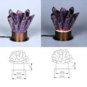 Wholesale Nature Quality Transparent Quartz Cluster Crystal Specimen Decorative <b>Table</b> <b>Lamp</b> LED Light Source Ceramic <b>Base</b> Octagon - Product Image 6