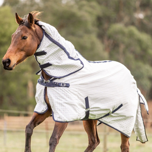 Checkered Horses with Neck Cover Breathable Anti Mosquito Horse <strong>Rug</strong> Check Horse Detachable Neck for Outdoor Equestrian Use - Product Image 1
