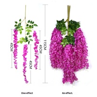 Fleur de Glycine Artificielle Murale Dense en Plastique, Faux Vigne de Plafond Violette, Décoration de Mariage, Plantes Artificielles et Verdure