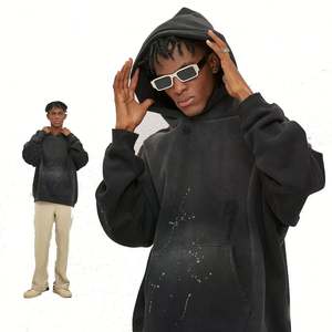 Sudadera con Capucha de Alta Calidad, Personalizada, Gruesa, de Algodón, Diseño con Hombros Caídos, Sin Cordón, Silueta Holgada, para Hombre - Product Image 5