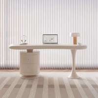 Bureau incurvé de style crème, bureau d'ordinateur moderne et minimaliste pour le bureau à domicile