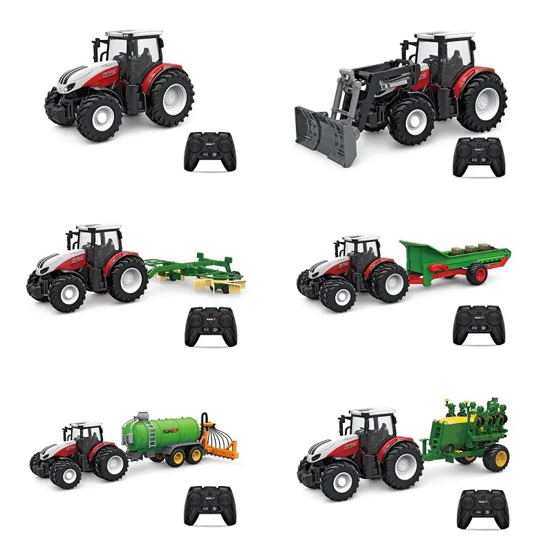 Remote control toy tractor combine harvester toy RC tractor farm harvester machine toy red