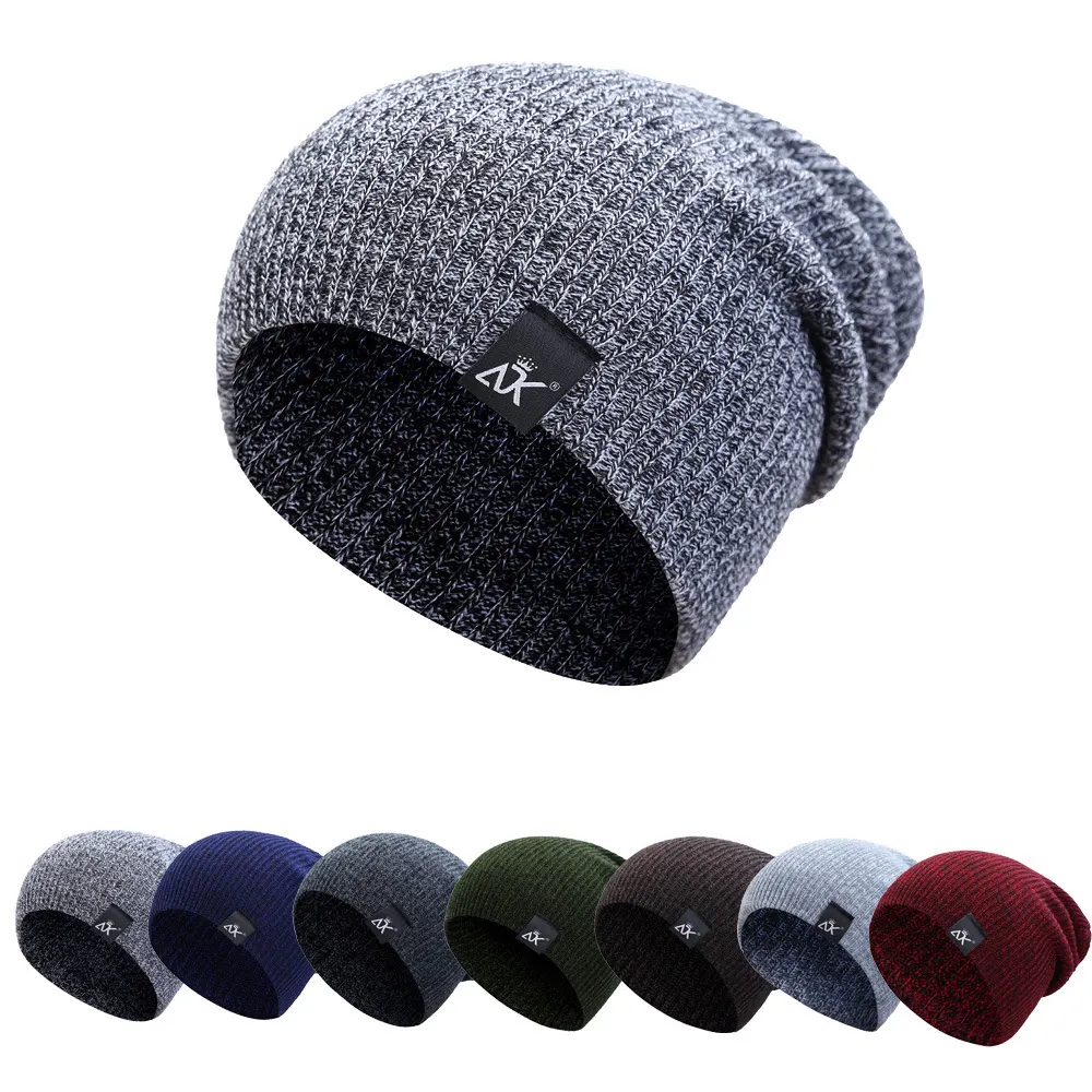 Chapeau chaud tricoté à rayures pour les hommes, idéal pour l'hiver, vente en gros