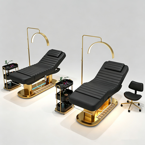 Cama Eléctrica Facial Negra de Lujo, Nuevo Modelo, Cama de Estética con 4 Motores, Cuero Sintético, Cama de Masaje para Spa - Product Image 1