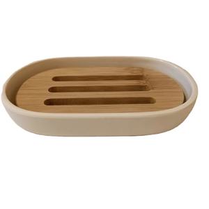 Jabonera ovalada pequeña de fibra de bambú sostenible, soporte para caja de almacenamiento de barra de cuerpo de baño con escurridor - Product Image 3