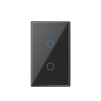 SIXWGH US Standard Interrupteur tactile intelligent à 2 touches RF433 Étanche Montage mural 2 lumières Contrôle indépendant Multi-contrôle activé 10A